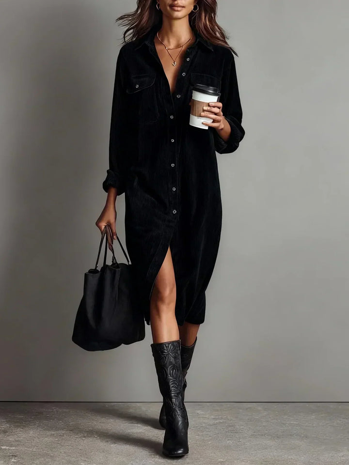 Women's Dress | Sleeve Midi Button Down Collar