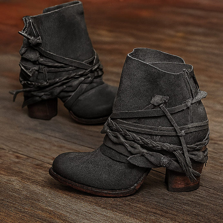 Blair | Women's Boho Western Wrap-Strap Block-Heel Ankle Boots