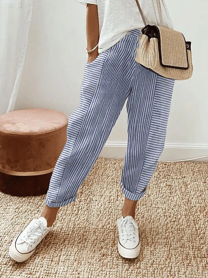 Women's Pants | Stripe Pattern Pocket