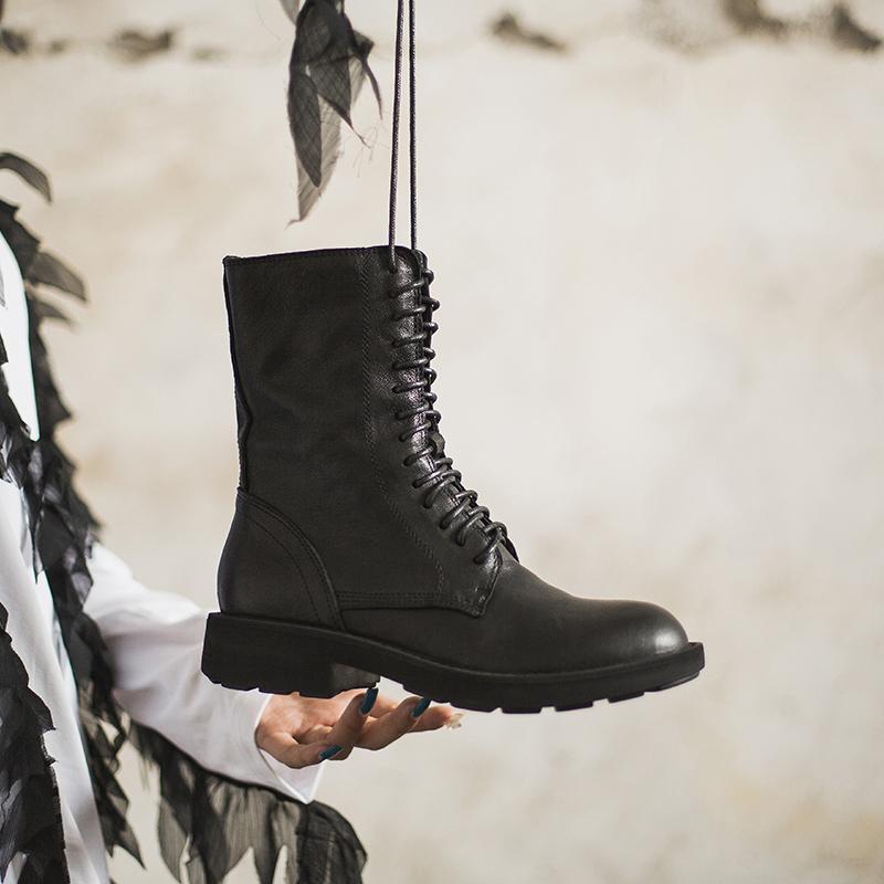 Boots For Women | Lace-Up Mid-Calf Closed Toe