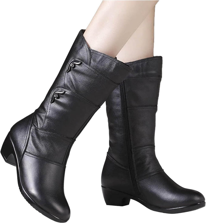 Boots For Women | Mid-Calf Low Heel Design