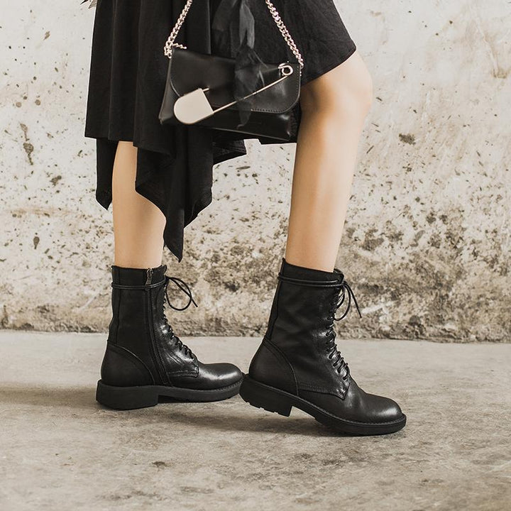 Boots For Women | Lace-Up Mid-Calf Closed Toe