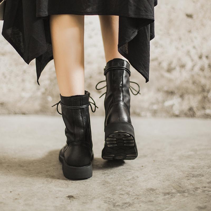 Boots For Women | Lace-Up Mid-Calf Closed Toe