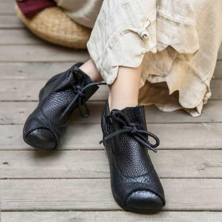 Boots For Women | Lace-Up Closed Toe Ankle Boots
