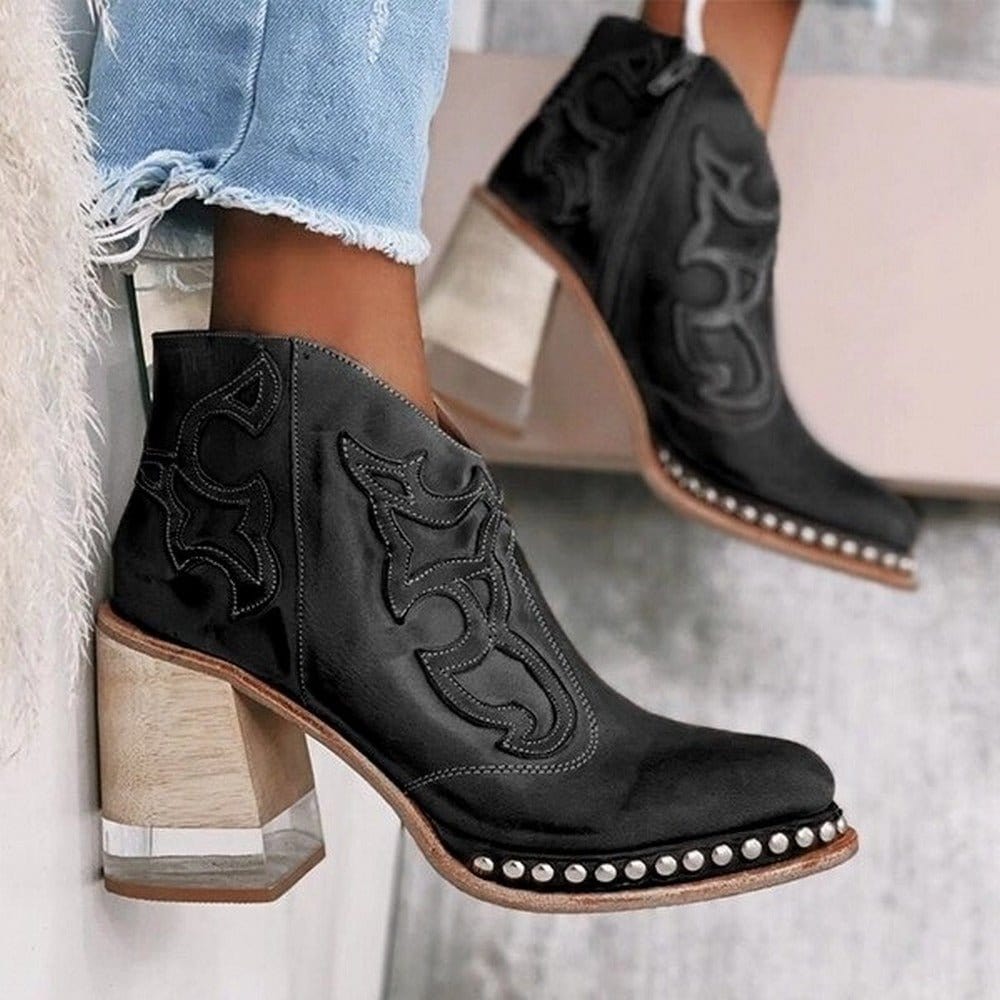 Boots for Women | Heeled Ankle Stitched Panel Design