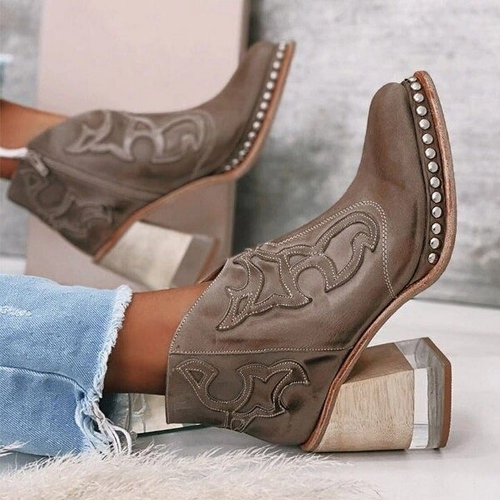 Boots for Women | Heeled Ankle Stitched Panel Design