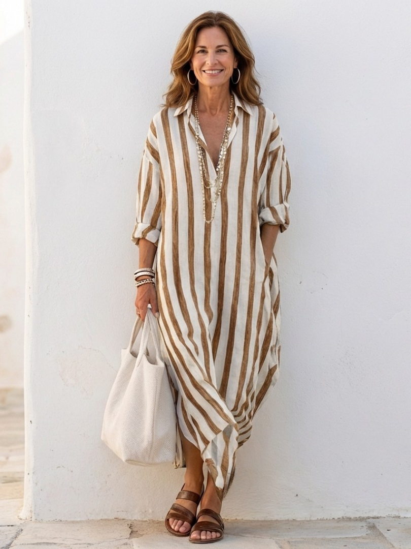 Women's Shirt Dress | Long Sleeve Striped