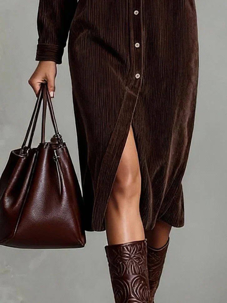Women's Dress | Sleeve Midi Button Down Collar