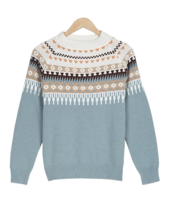 Women's Sweater | Multi-Row Geometric Motif Pattern