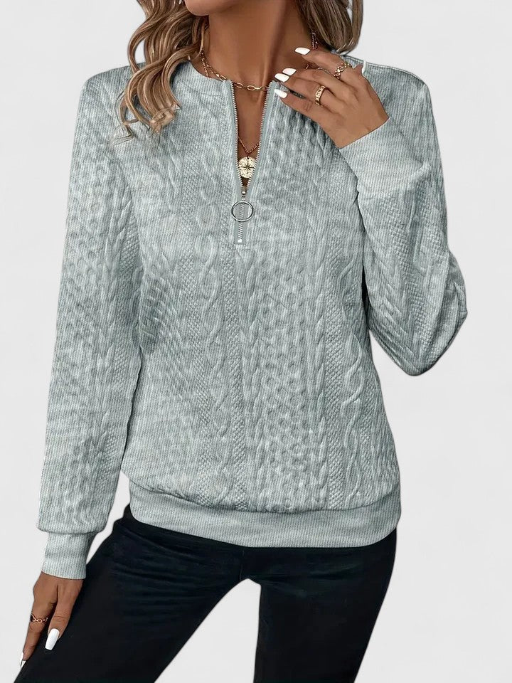 Women’s Sweater | Quarter Zip Cable Pattern