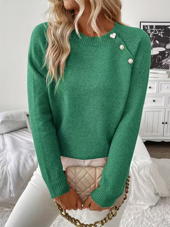 Women’s Sweater | Long Sleeve Button Accent