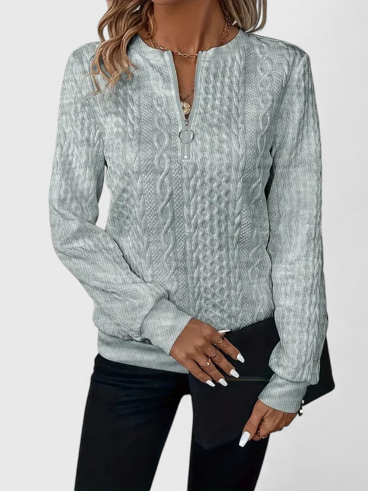 Women’s Sweater | Quarter Zip Cable Pattern