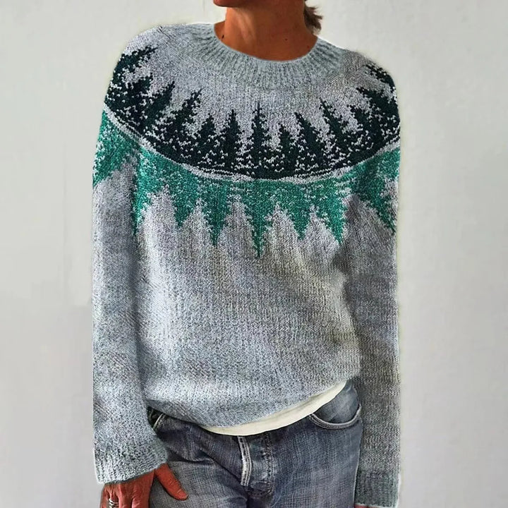 Women's Sweater | Wide Neckline and Patterned