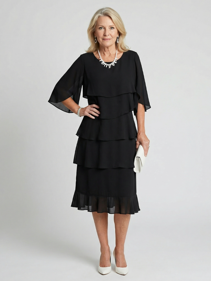 Women's Midi Sundress | Tiered Flutter Sleeve