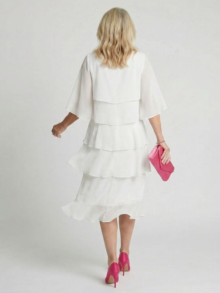 Women's Midi Sundress | Tiered Flutter Sleeve