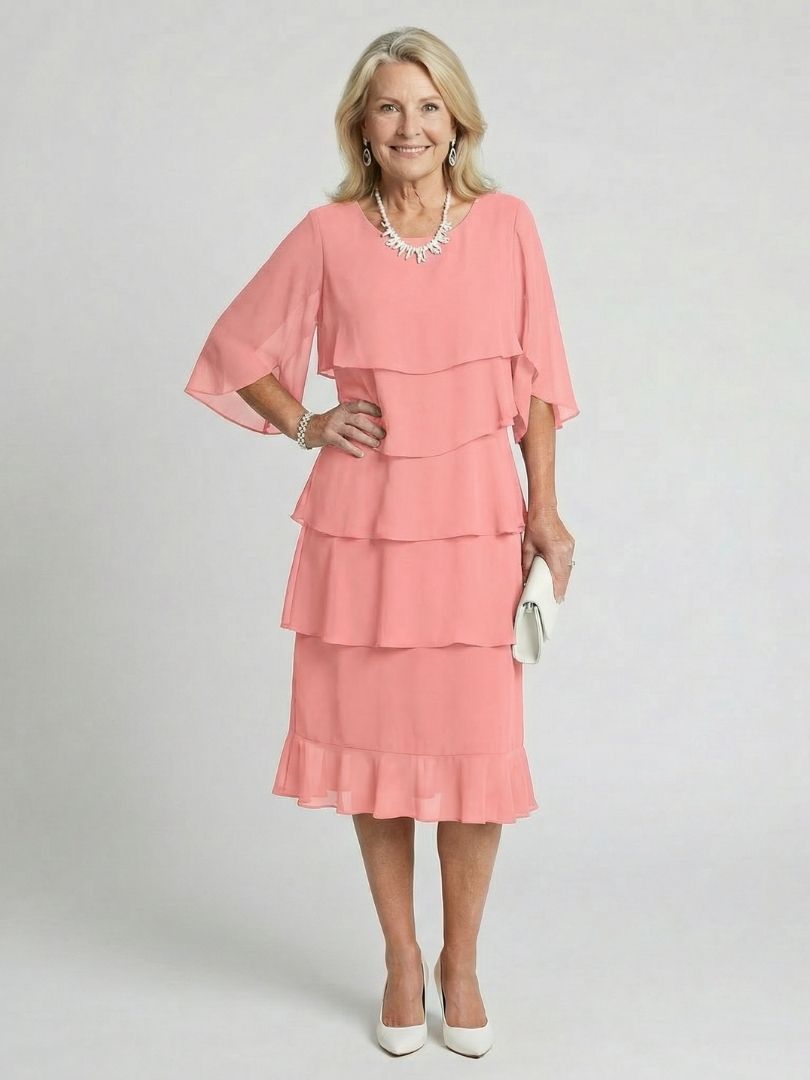 Women's Midi Sundress | Tiered Flutter Sleeve