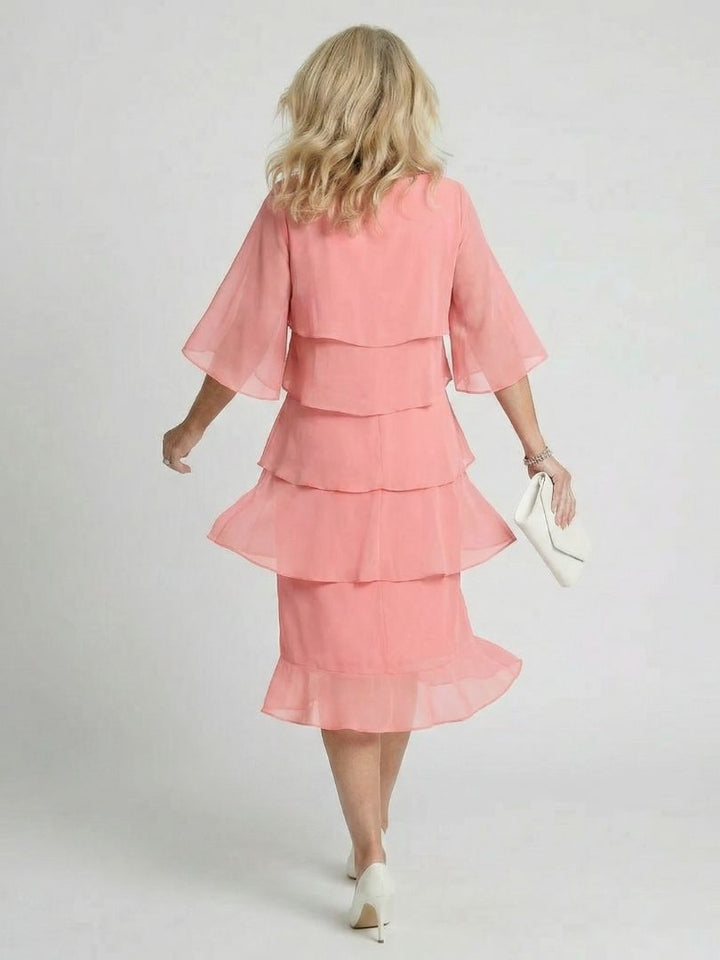 Women's Midi Sundress | Tiered Flutter Sleeve