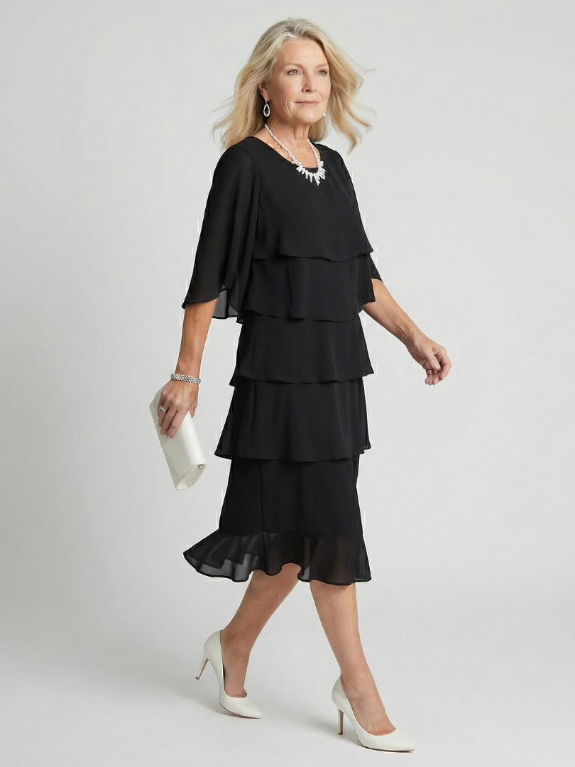 Women's Midi Sundress | Tiered Flutter Sleeve