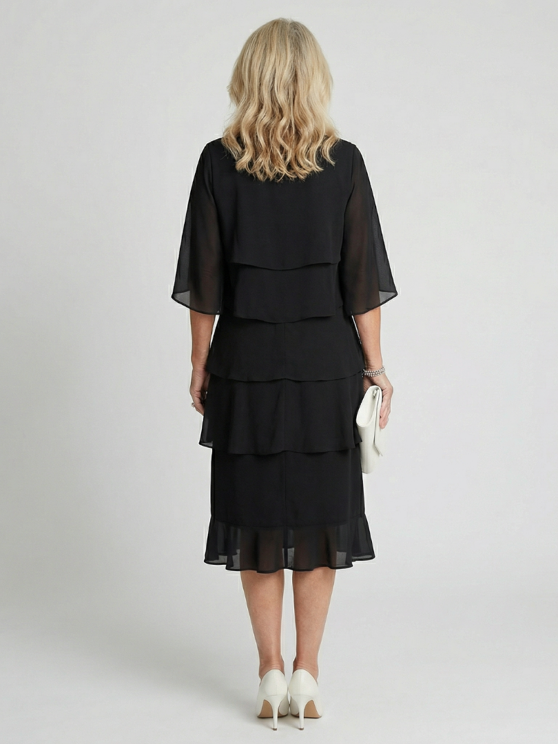 Women's Midi Sundress | Tiered Flutter Sleeve