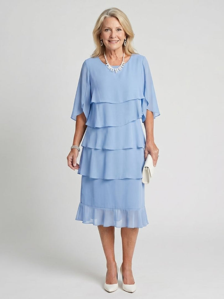 Women's Midi Sundress | Tiered Flutter Sleeve