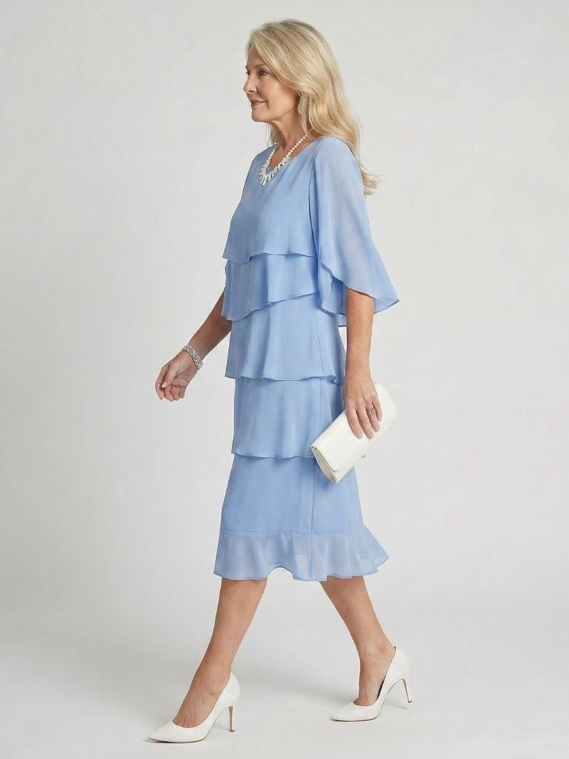 Women's Midi Sundress | Tiered Flutter Sleeve