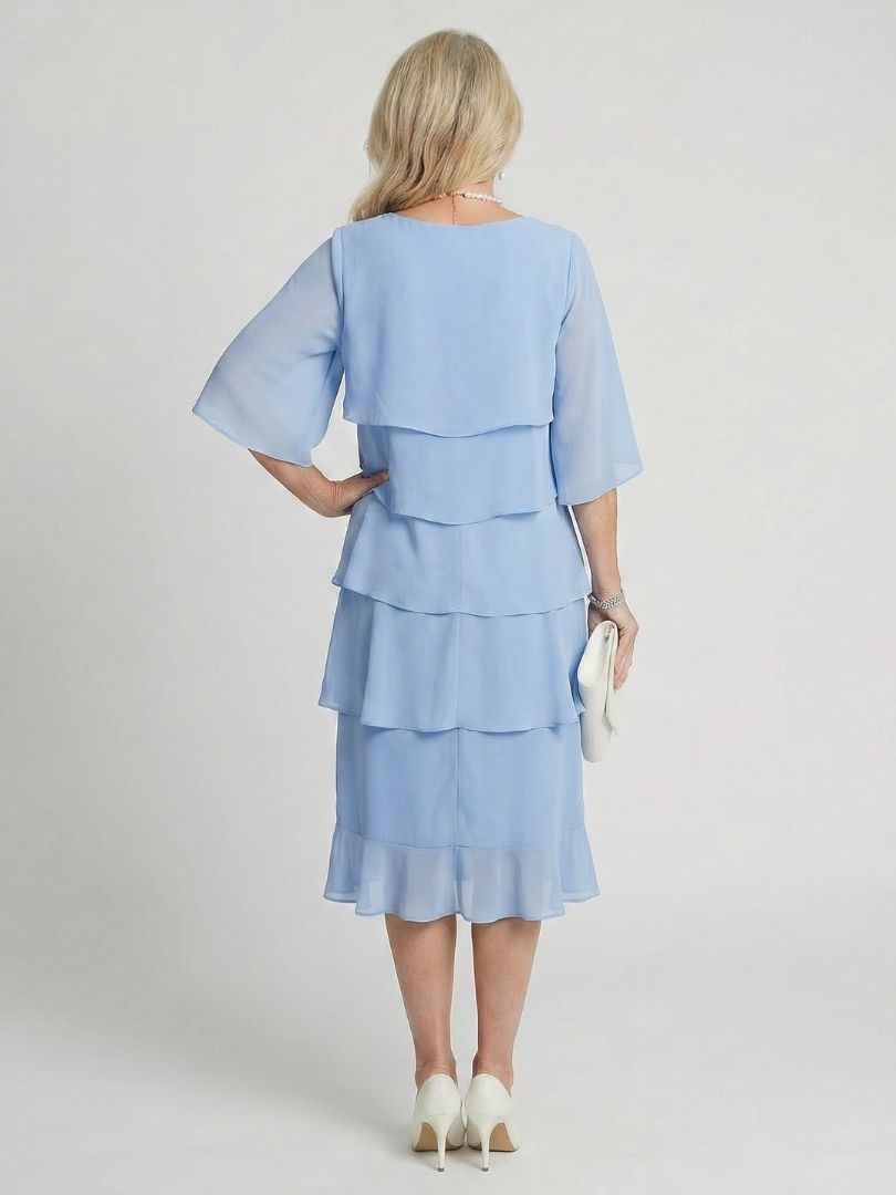 Women's Midi Sundress | Tiered Flutter Sleeve