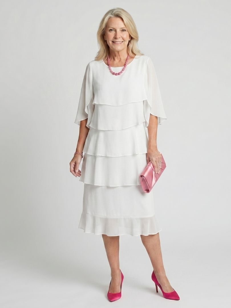 Women's Midi Sundress | Tiered Flutter Sleeve