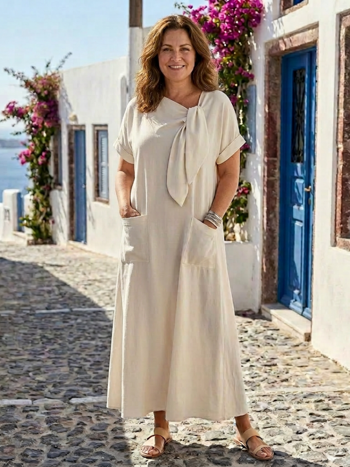 Women's Midi Sundress | Round Neck Pocket