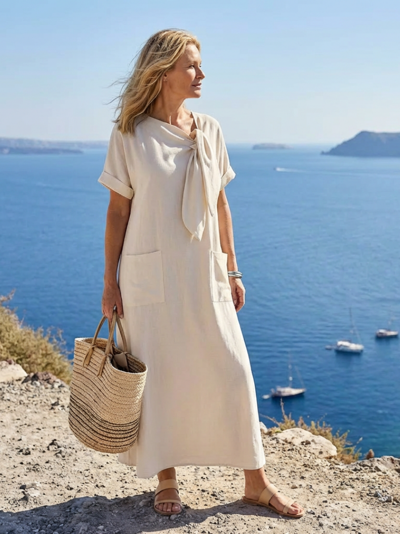 Women's Midi Sundress | Round Neck Pocket