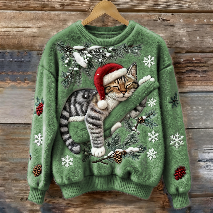 Women’s Sweater | Festive Cat Print