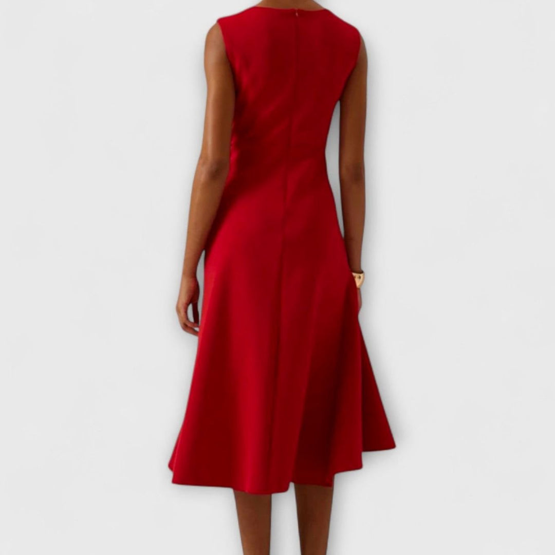 Celeste | Women's Sleeveless Asymmetric Draped Flared Midi Dress