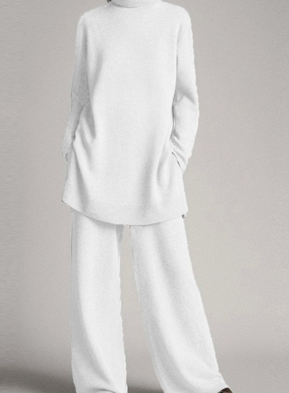 Colette | Women's Relaxed Knit Turtleneck Lounge Set Wide-Leg Trousers