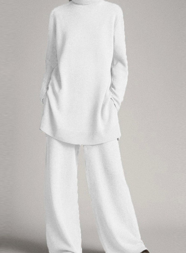 Colette | Women's Relaxed Knit Turtleneck Lounge Set Wide-Leg Trousers