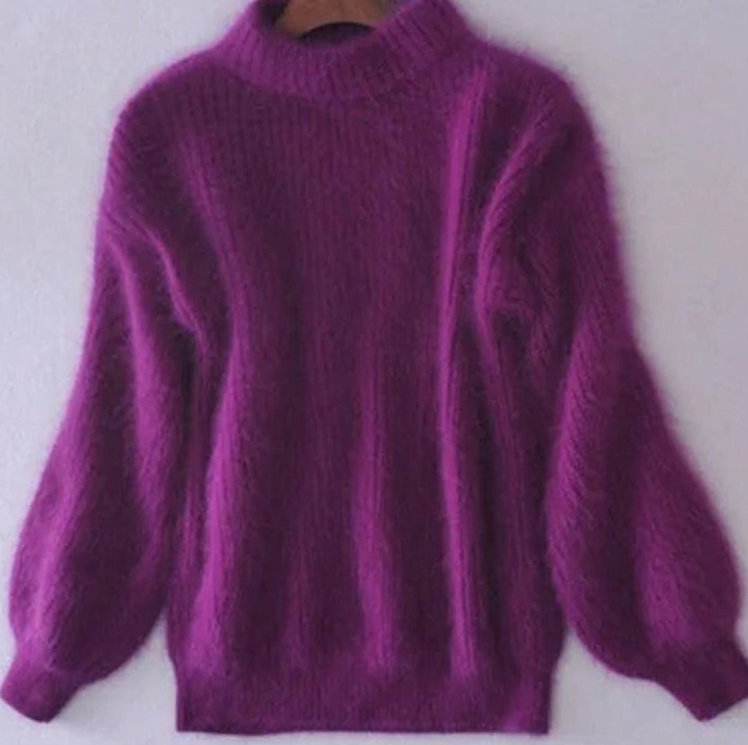 Cora | Women's Fluffy Turtleneck Loose-Fit Pullover Knit Sweater