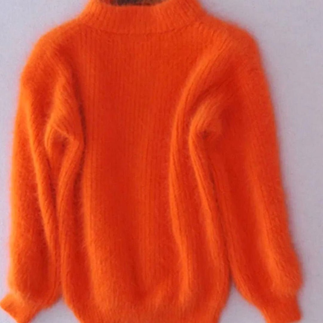 Cora | Women's Fluffy Turtleneck Loose-Fit Pullover Knit Sweater