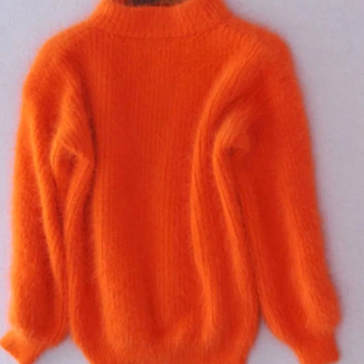 Cora | Women's Fluffy Turtleneck Loose-Fit Pullover Knit Sweater