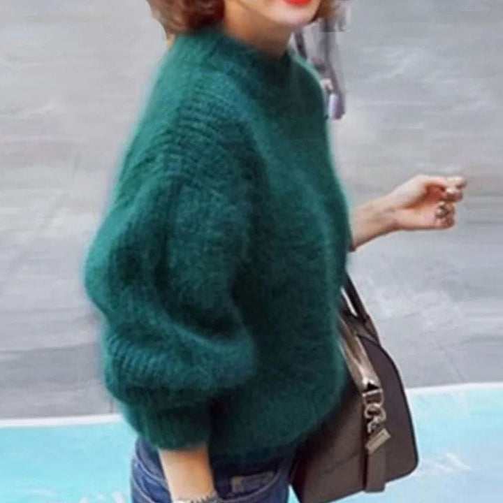 Cora | Women's Fluffy Turtleneck Loose-Fit Pullover Knit Sweater