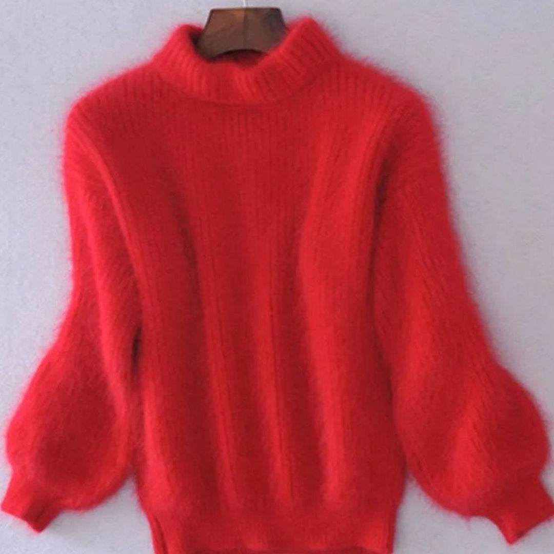 Cora | Women's Fluffy Turtleneck Loose-Fit Pullover Knit Sweater