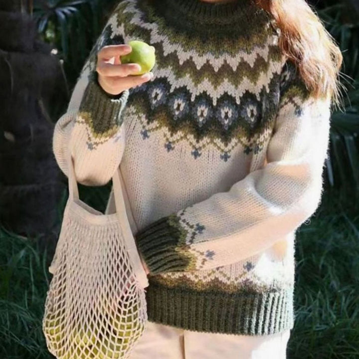 Courtney | Women's Relaxed-Fit Nordic Fair Isle Pattern Sweater Jumper