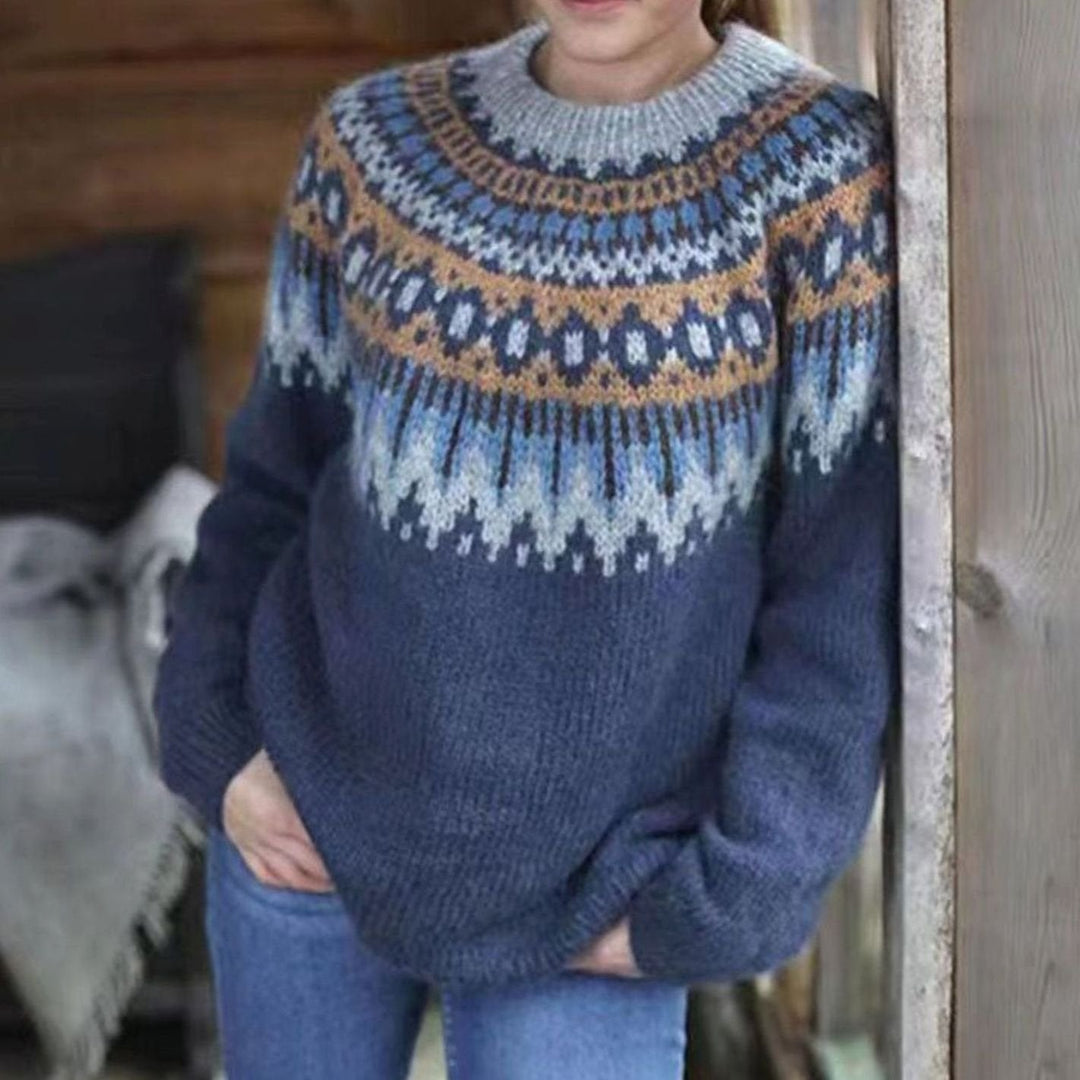 Courtney | Women's Relaxed-Fit Nordic Fair Isle Pattern Sweater Jumper