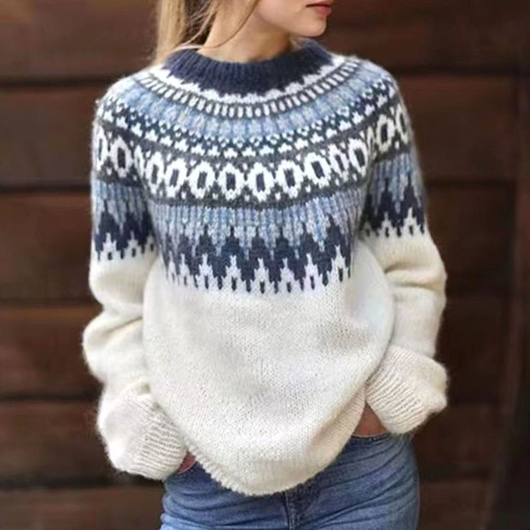 Courtney | Women's Relaxed-Fit Nordic Fair Isle Pattern Sweater Jumper