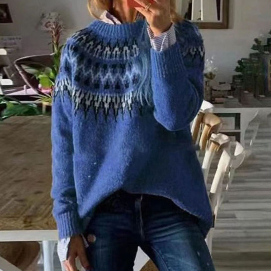 Courtney | Women's Relaxed-Fit Nordic Fair Isle Pattern Sweater Jumper