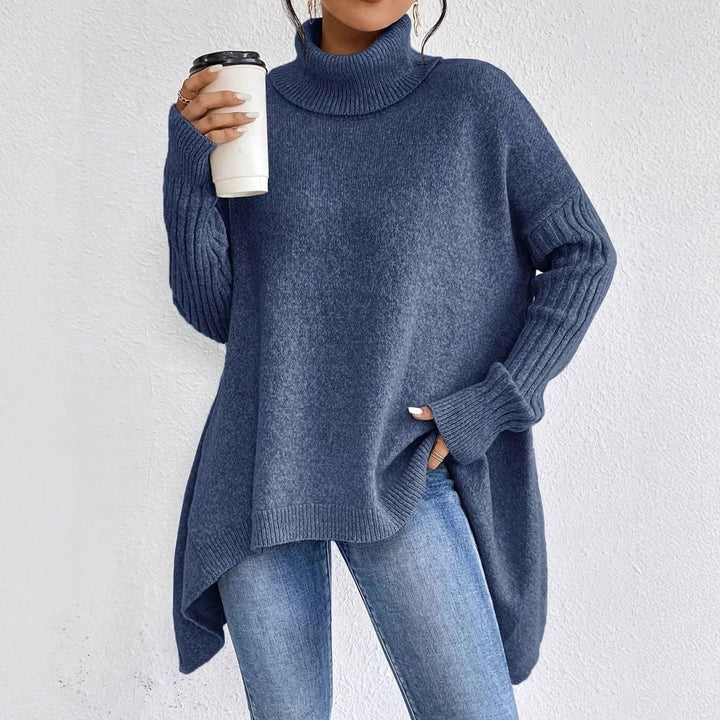 Crystal | Women's Oversized Cashmere Turtleneck Longline Knit Jumper