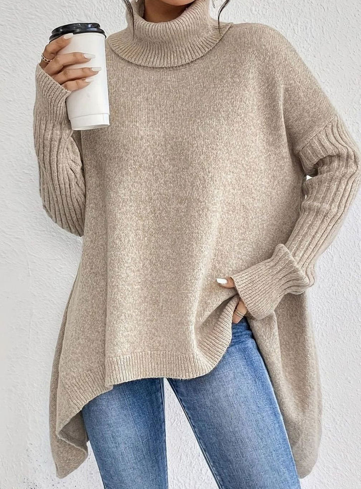 Crystal | Women's Oversized Cashmere Turtleneck Longline Knit Jumper