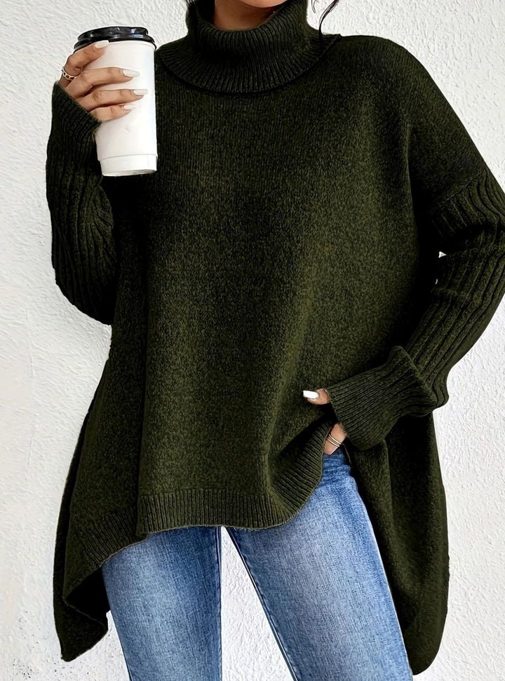 Crystal | Women's Oversized Cashmere Turtleneck Longline Knit Jumper
