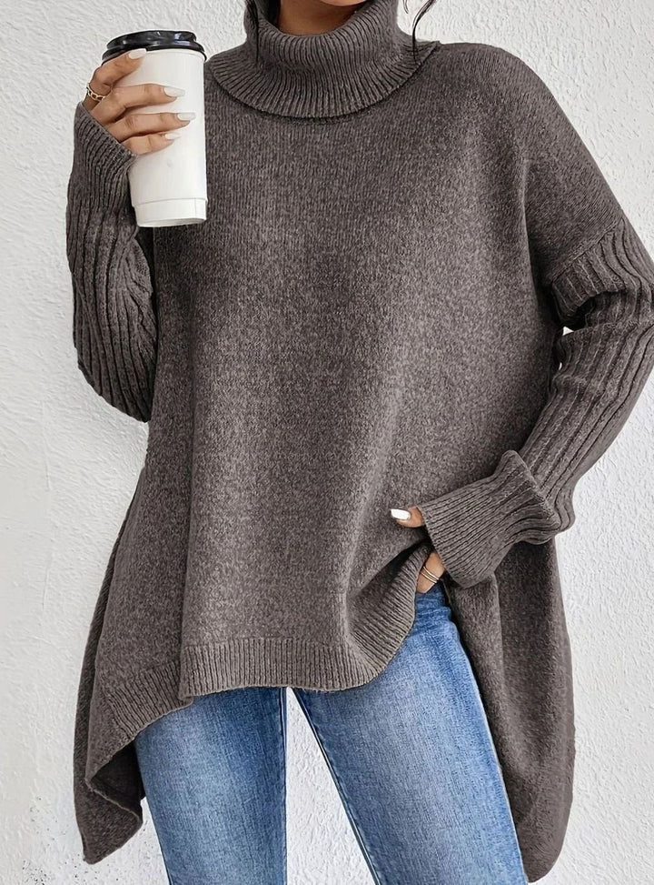 Crystal | Women's Oversized Cashmere Turtleneck Longline Knit Jumper