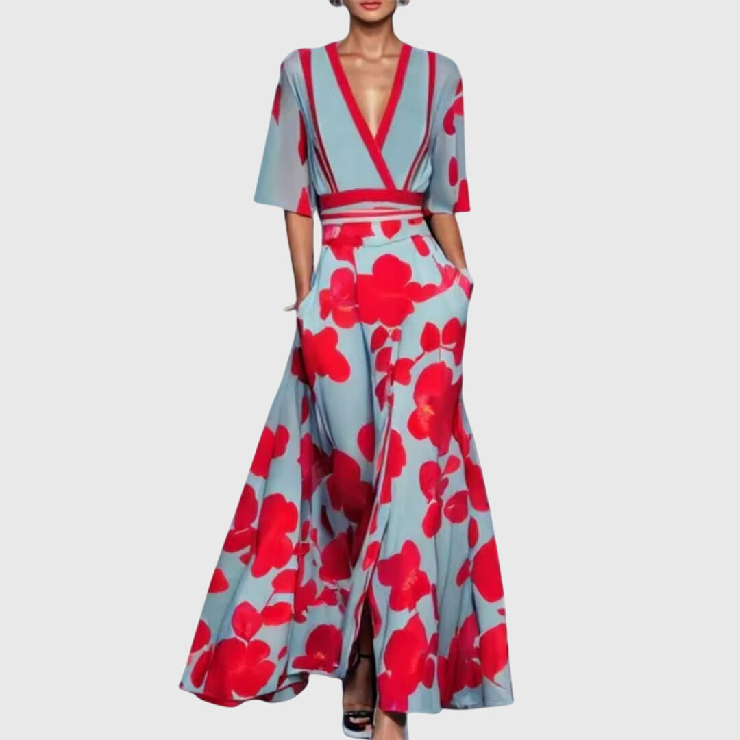 Women's Boho Maxi Dress | V-Neck Floral