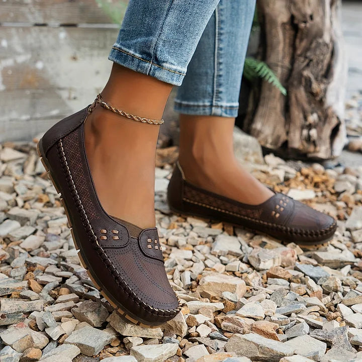 Loafers For Women | Perforated Closed Toe Slip-On