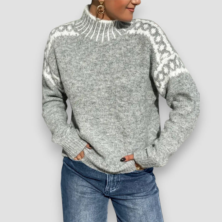 Women’s Sweater | High Neck Patterned Knit