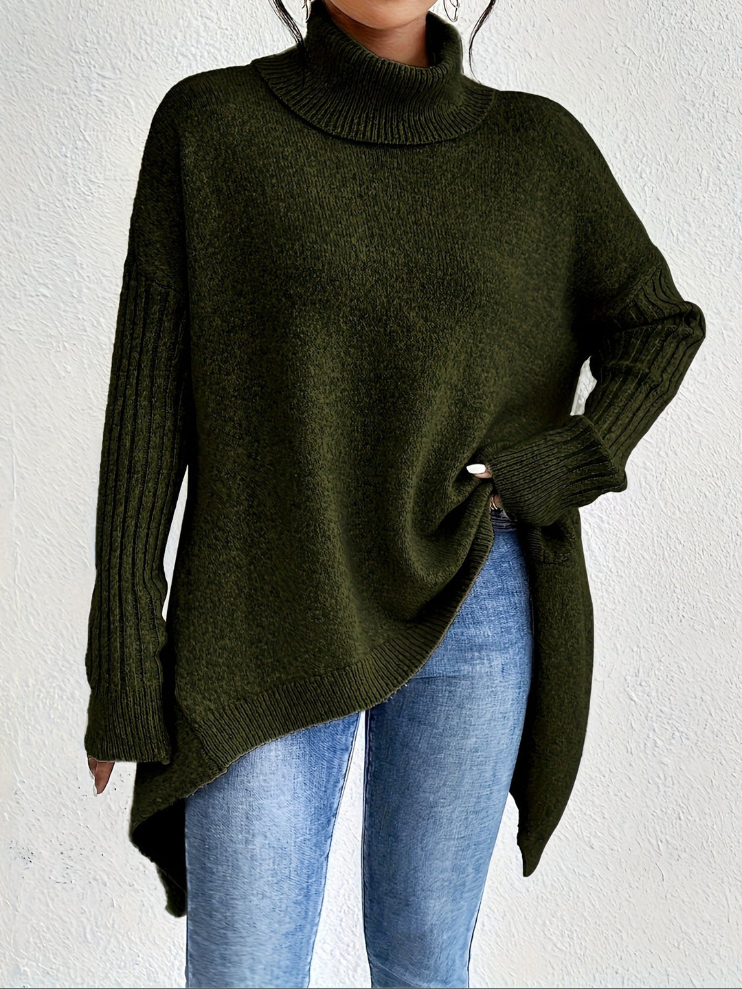 Women’s Sweater | Turtleneck Asymmetric Knit